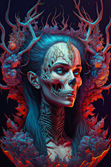 Wall Mural - Skull Demon Sorcerer. Generative AI.	
