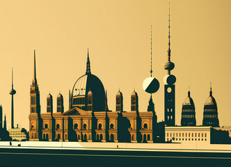berlin skyline , arts & architecture, historic buildings, generative ai
