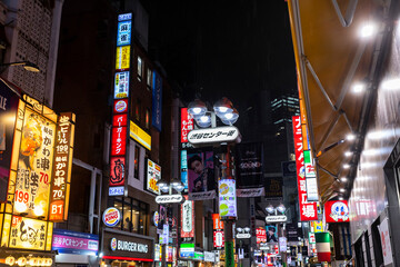 Poster - shibuya and shinjuku night life in tokyo, japan