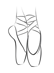 The sketch of ballet pointe shoes.
