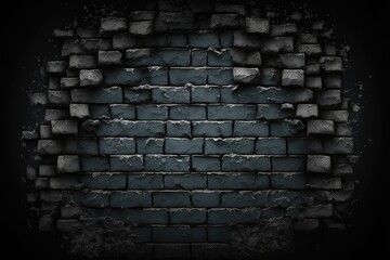 Sticker - Old black brick wall. Grunge background. Generative AI