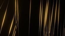 Minimal 3D Futuristic Wallpaper With Golden Lines, Deep Dark Background, Space, Metallic Material, Bright Accent, Contemporary, Modern Illustration, Effect, Design Element, Three Dimensional Render