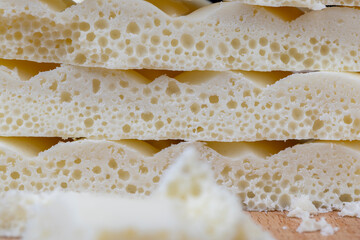 Wall Mural - White Chocolate Bar with bubbles close-up