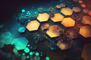 three dimensional hexagonal fractal abstract background, generative ai