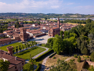 aerial view of pollenzo, bra, cuneo, piedmont, italy