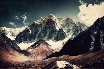 Himalayan mountains in an Instagram filter. Generative AI