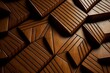 brown wooden grooved tiles geometric pattern background 3d render digital illustration, created with generative ai