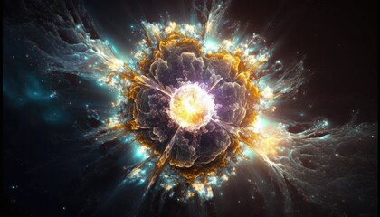 The Big Bang explosion at the birth of the universe. Generative AI