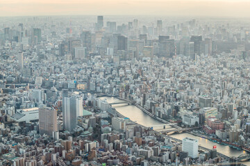 Wall Mural - Tokyo from above at sunset in Japan.