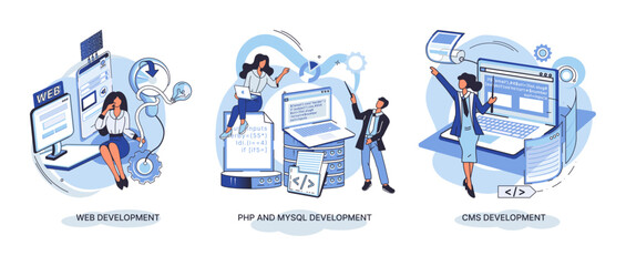 Wall Mural - website architecture concepts metaphor. web development, php and mysql, cms, interface design, softw