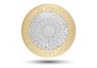British two pound coin. Vector illustration. Eps-10