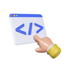 Programming code product development. Computer programming. Developer coding. Web Development concept. icon isolated on white background. 3d rendering illustration. Clipping path.