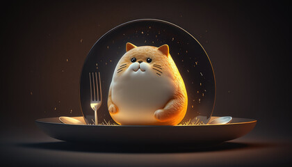 Wall Mural - Fat cat asks to eat created with generative AI technology