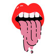 Emotional Bold Doodle Lips, Mouth With Tongue, Sticking Out, Teeth