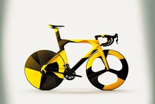 Yellow Black Bike For Bicycling Insulated On White Background, Generative Ai, Created With Generative Ai