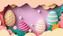 Colorful Easter Eggs, Beautiful Easter Festival Eggs, Colorful Easter Background, Copy Space For Text, Easter Greeting,