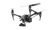 Professional Filming Drone 3D Rendering Isolated On Transparent Background