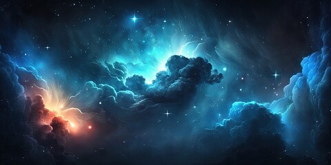 night sky with stars and nebula - ideal for web banners and space backgrounds, generative ai