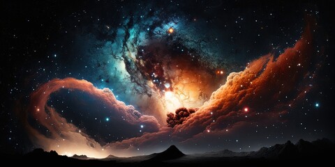 Wall Mural - the galaxys sky is full of stars, nebulae, and galaxies, forming the universes majesty, generative a