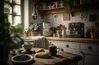 © Samuel - Spring Kitchen Oasis with Greenery and Natural Light Generative AI