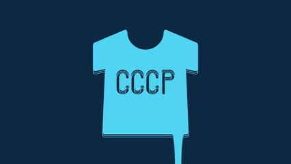 Sticker - Blue USSR t-shirt icon isolated on blue background. 4K Video motion graphic animation