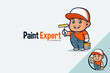 Cute Home Painter Holding a Paint Roller and a Bucket of Paint