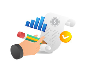 Aufkleber - Isometric flat 3d illustration concept of business profit sharing agreement sign