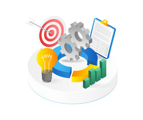 Aufkleber - Enterprise Resource Planning ERP business pie chart isometric flat 3d illustration concept