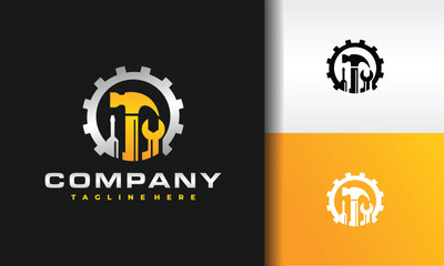 Wall Mural - gear workshop hammer logo