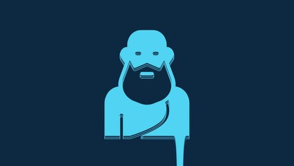 Poster - Blue Socrates icon isolated on blue background. Sokrat ancient greek Athenes ancient philosophy. 4K Video motion graphic animation