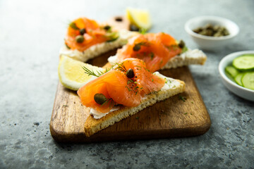 Poster - Smoked salmon with cream cheese on toast