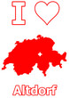 Schweiz Karte mit der Stadt Altdorf in Flagge Farbe
