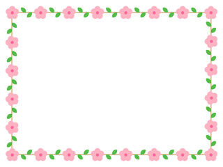 Wall Mural - Spring season pink Cherry Blossom flower concept design deco pattern border. Repeated lines of flowers and leaves.