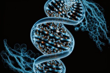 Canvas Print - microscope image of human dna isolated during gene therapy research, created with generative ai