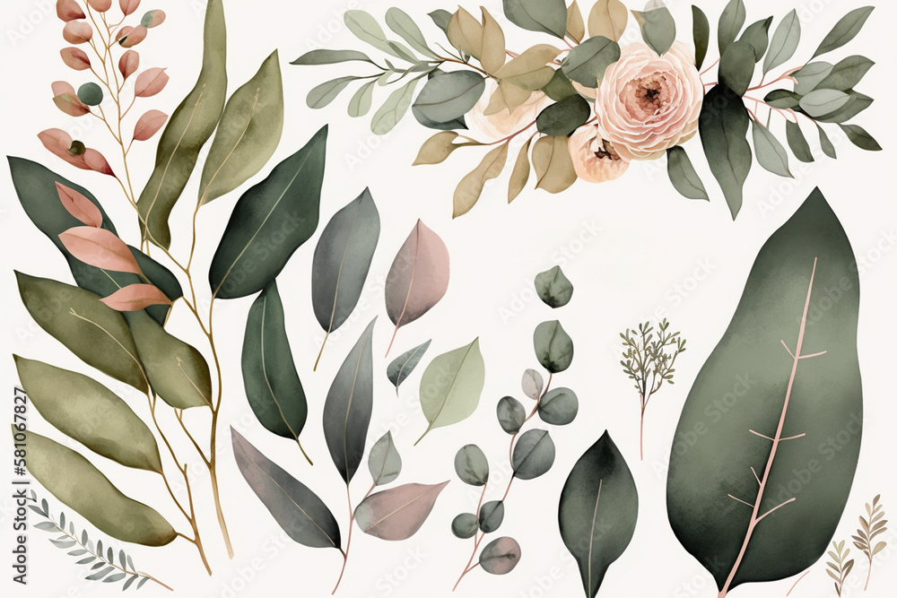 Seamless border with leaves and flowers in patel colors. Generative ai ...