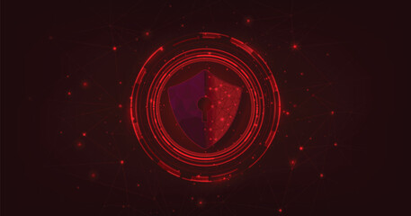 Fototapete - Internet attack design concept. The shield symbol was destroyed. a notification about the threat of an Internet attack, a cybercrime concept.