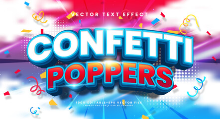 Wall Mural - Confetti poppers 3d editable vector text style effect, suitable for celebrating events.