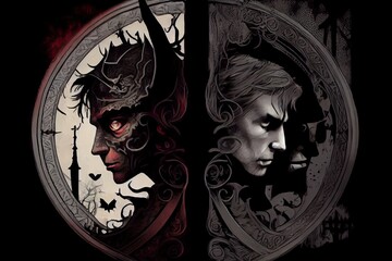 Wall Mural - a dark and twisted version of the classic tale of good versus evil, with the roles reversed., created with generative ai