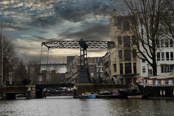 Sticker - amsterdam old houses view from canals