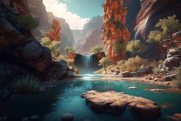 beautiful cinematic images of a canyon and a beautiful river running through it (Generative AI)