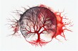 Watercolor Illustration of a Brain Cerebral Angiography, Circle Of Willis, Blood Circulation Of Brain System. Generative AI