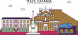 Italy, Catania tourism landmarks, vector city travel illustration