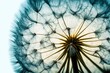 Close-up of a dandelion flower in blue and white. Generative AI