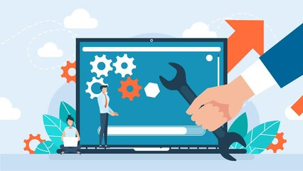 Wall Mural - user interface customization, programming. the concept of creating, customizing, personal pages, rep