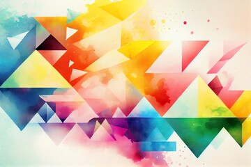 Wall Mural - watercolor illustration of a colorful abstract geometric background. generative ai