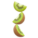 Three delicious kiwi slices cut out