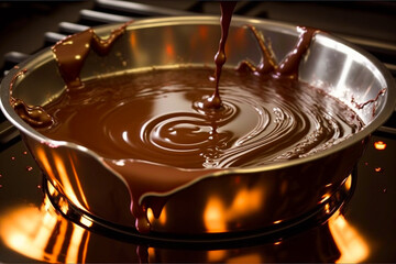 Sticker - Melted chocolate in a pan over a stove is a food made from fermented and roasted cocoa beans. Pre-Columbian Origins of Central America. After the discoveries, it was taken to Europe and became