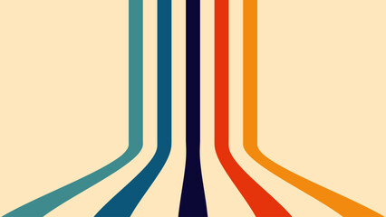 Wall Mural - abstract background of perspective lines design in 1970s hippie retro style. vector template ready f
