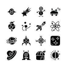 Space Vector Hand Draw Solid Icon Style Illustration. EPS 10 Files Set 6