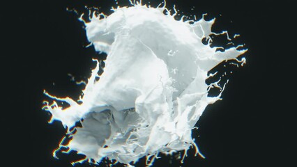 Wall Mural - milk splash slow motion on black/ 4k motion graphics of a white milk splash explosion on black backg